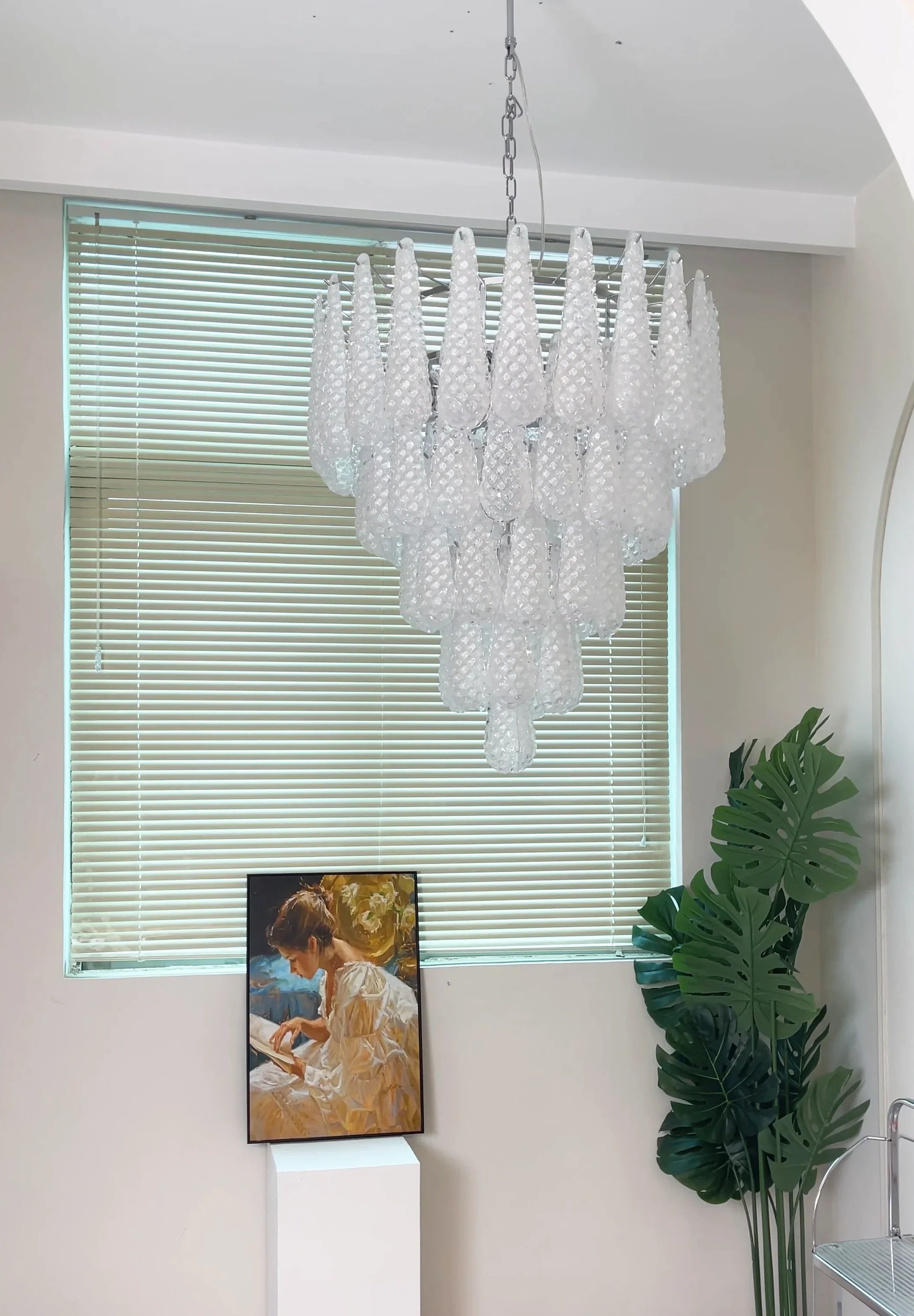 Vintage Transparent Murano Glass Petals Drop Chandelier product image
