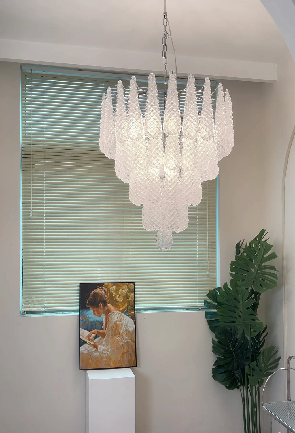 Vintage Transparent Murano Glass Petals Drop Chandelier product image