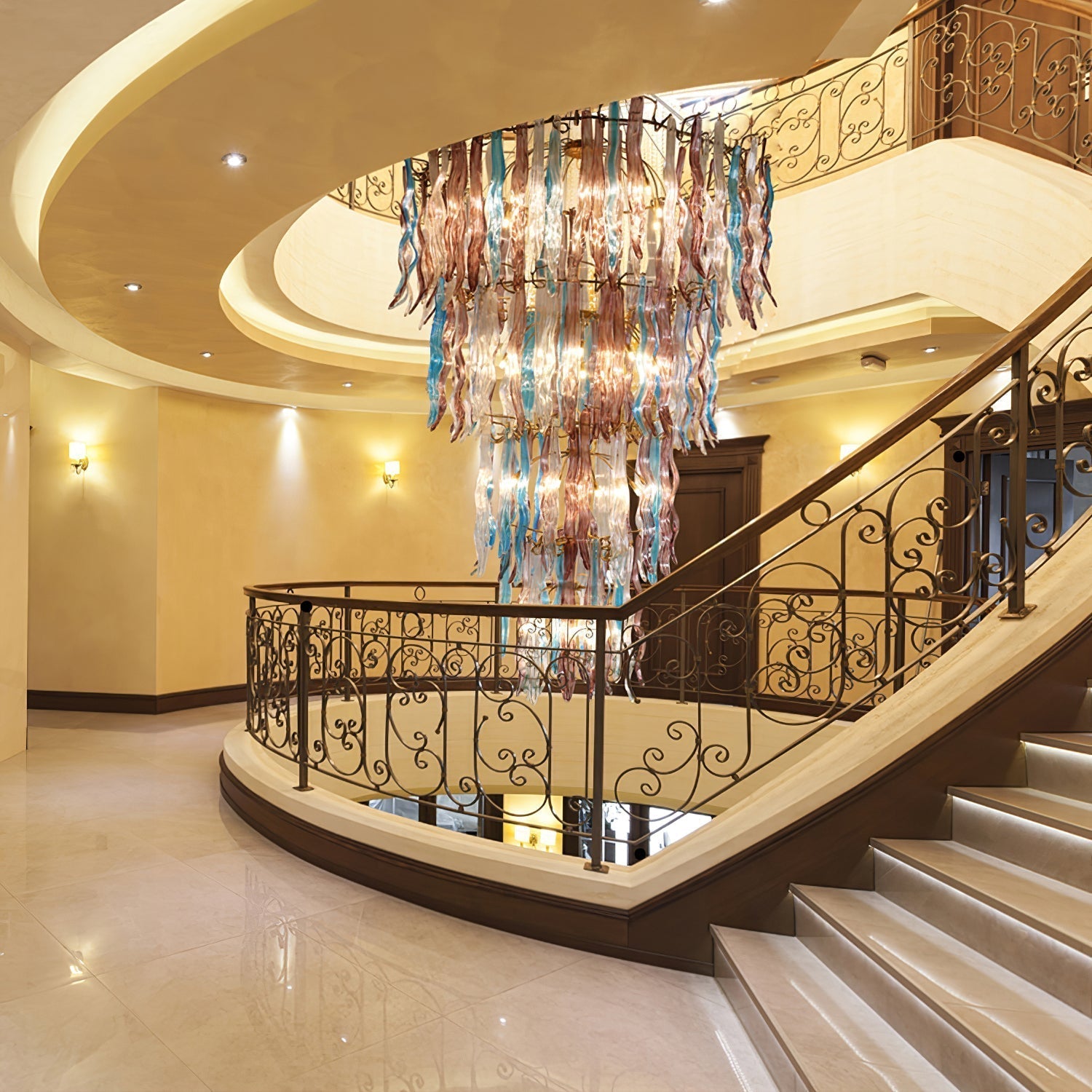 Waterfall Branch Colorful Chandelier material and finish detail