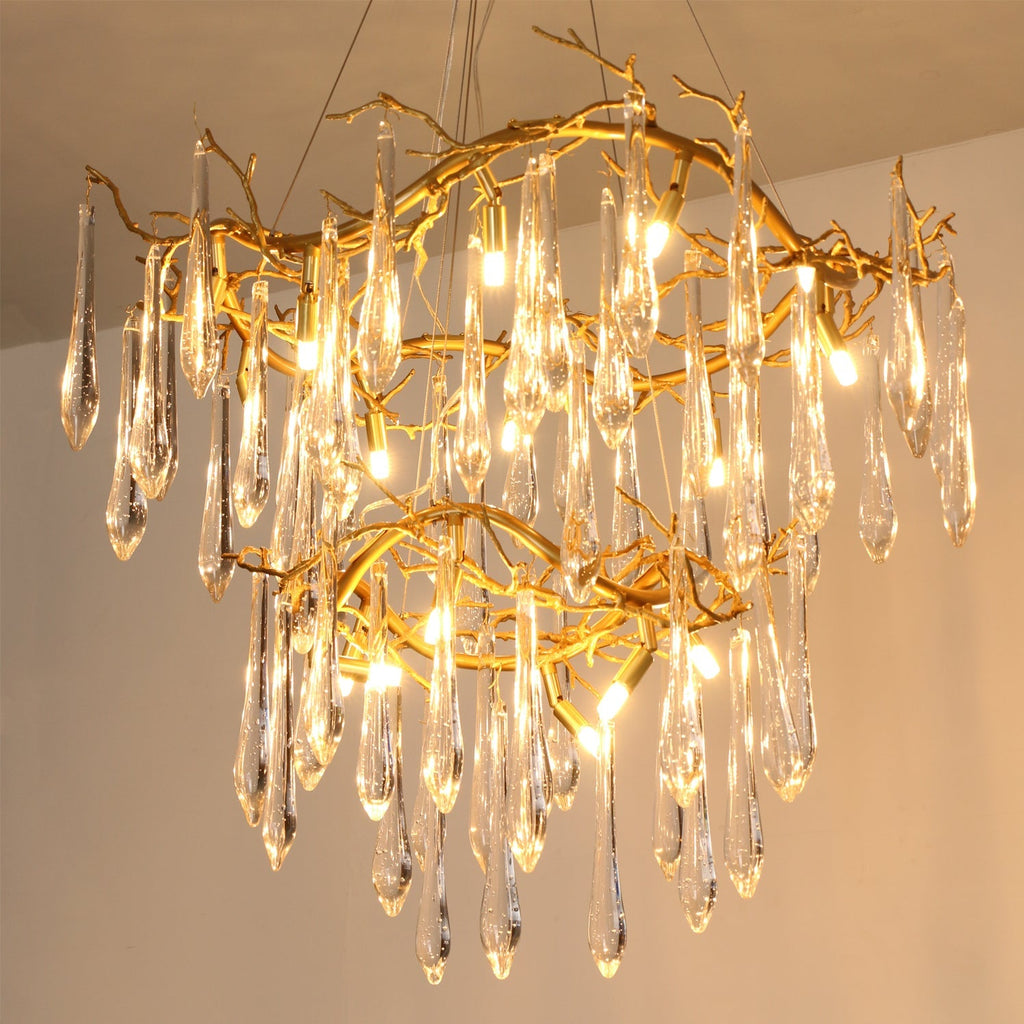 Waterfall Branch Brass Chandelier by Bling Lighting Studio