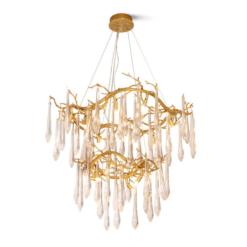 Waterfall Branch Brass Chandelier by Bling Lighting Studio