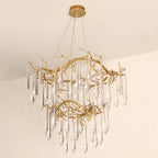 Waterfall Branch Brass Chandelier by Bling Lighting Studio