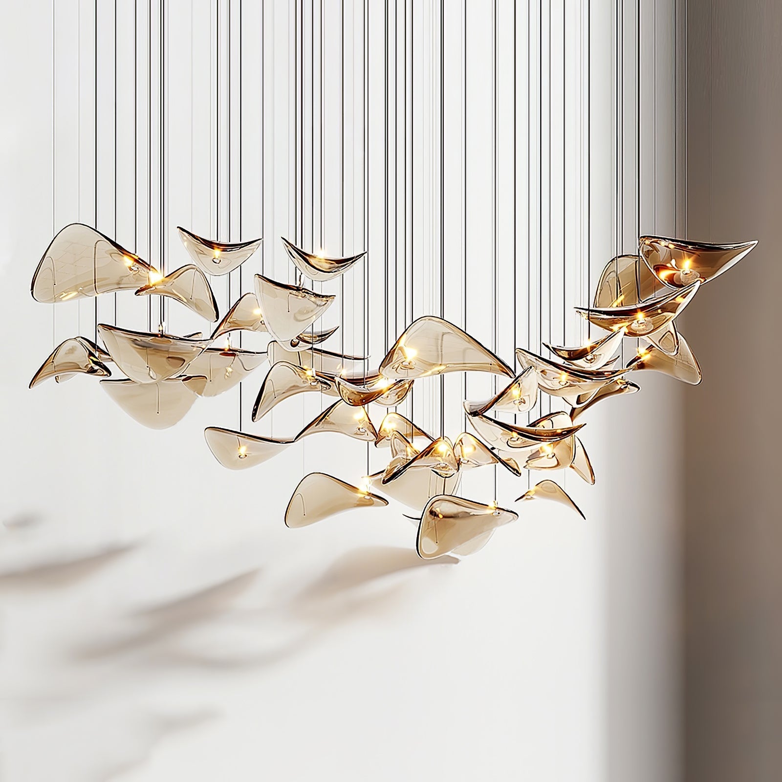Wave Floating Leaf Chandelier for Staircase detail view