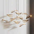 Wave Floating Leaf Chandelier for Staircase material and finish detail