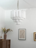 Star Shaped Tube White Clouds Glass Chandelier product image
