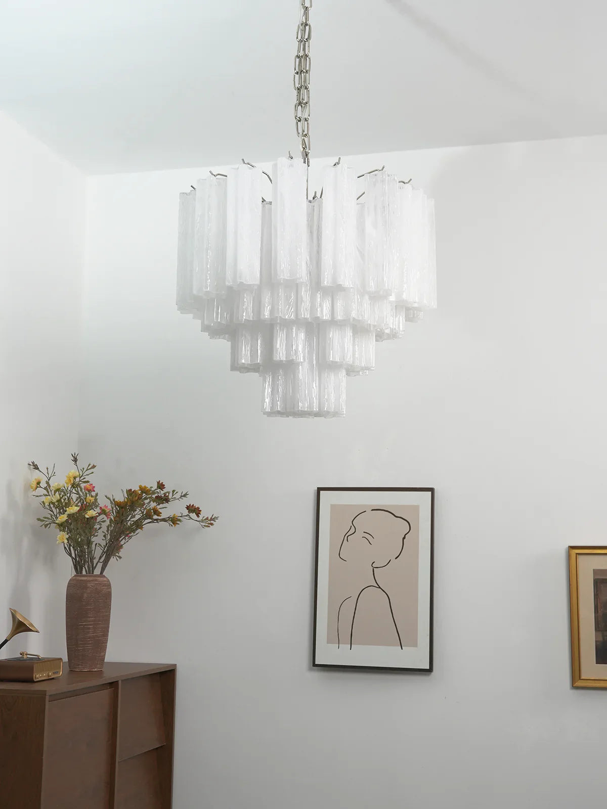Star Shaped Tube White Clouds Glass Chandelier product image