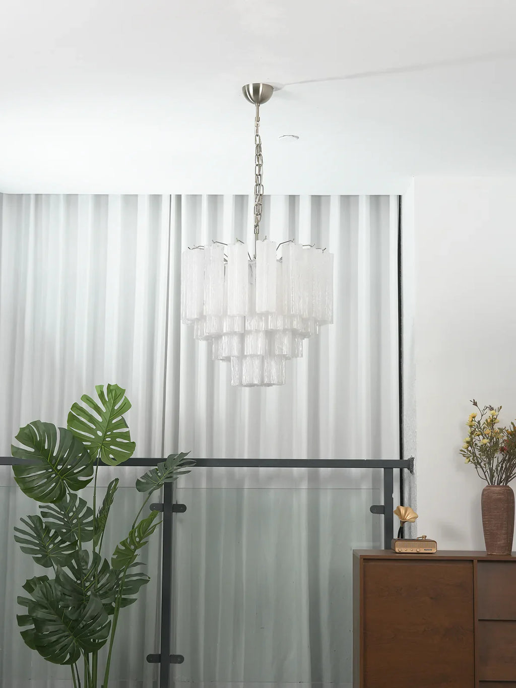 Star Shaped Tube White Clouds Glass Chandelier product image