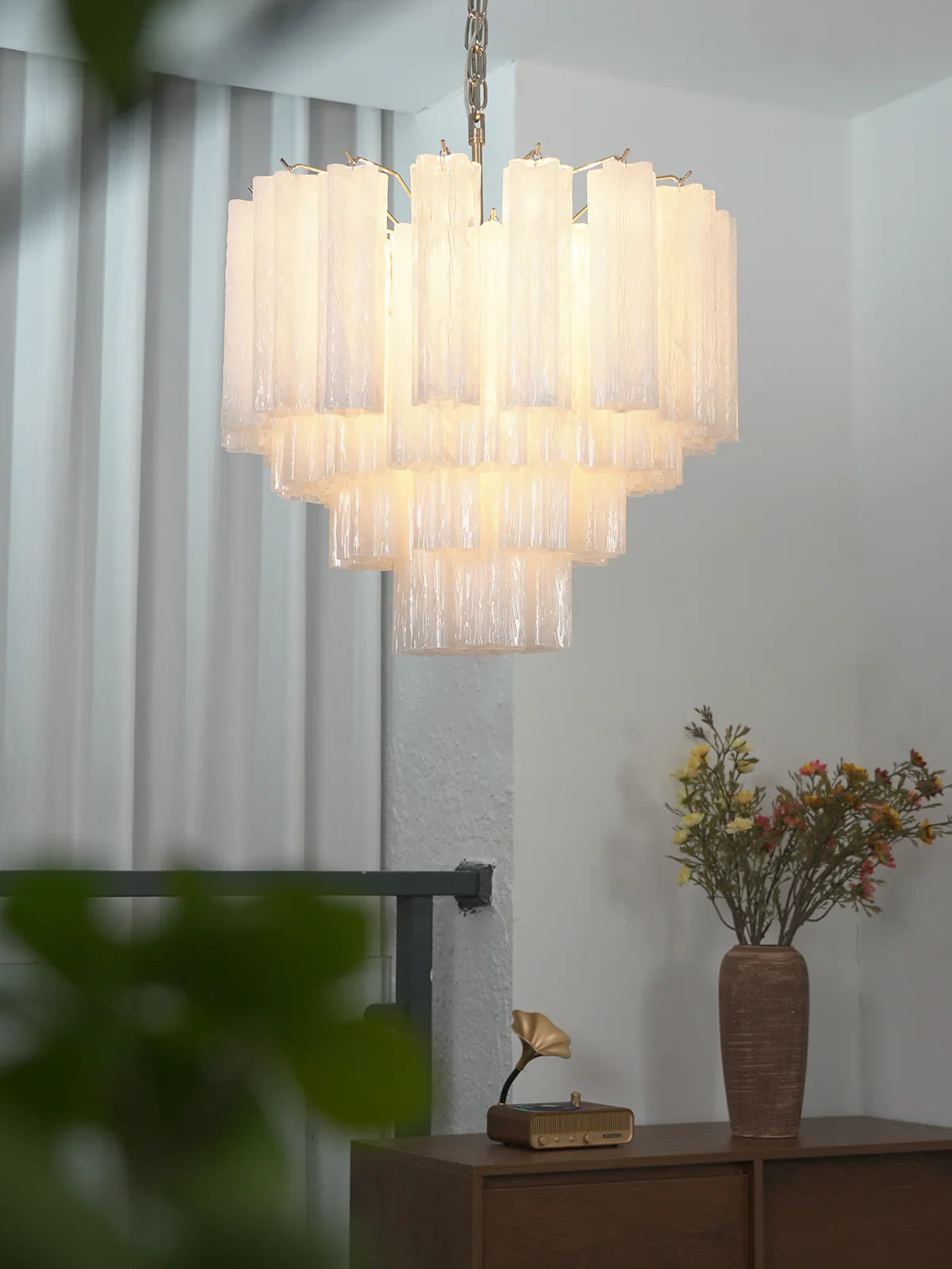Star Shaped Tube White Clouds Glass Chandelier additional product view