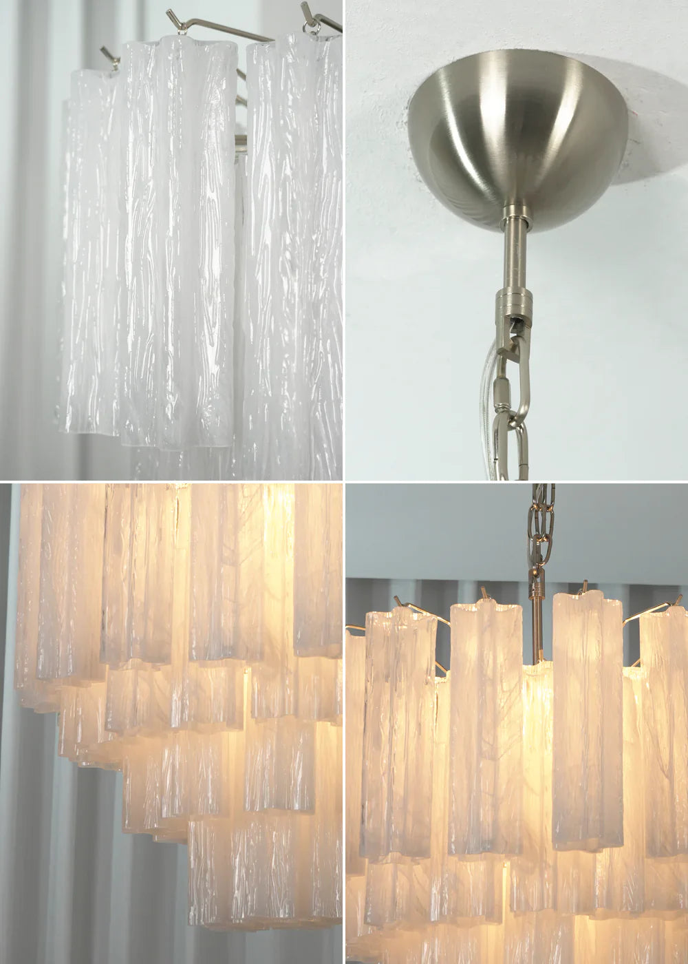 Star Shaped Tube White Clouds Glass Chandelier product image