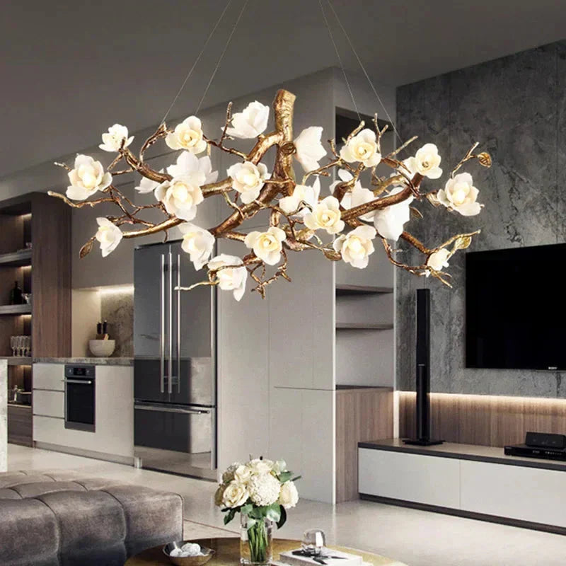 Zendas Branch Crystal Flower Chandelier by Bling Lighting Studio