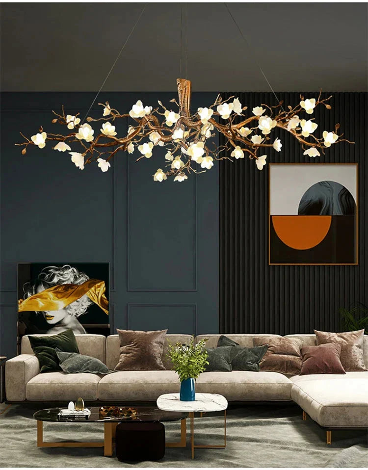 Zendas Branch Crystal Flower Chandelier by Bling Lighting Studio