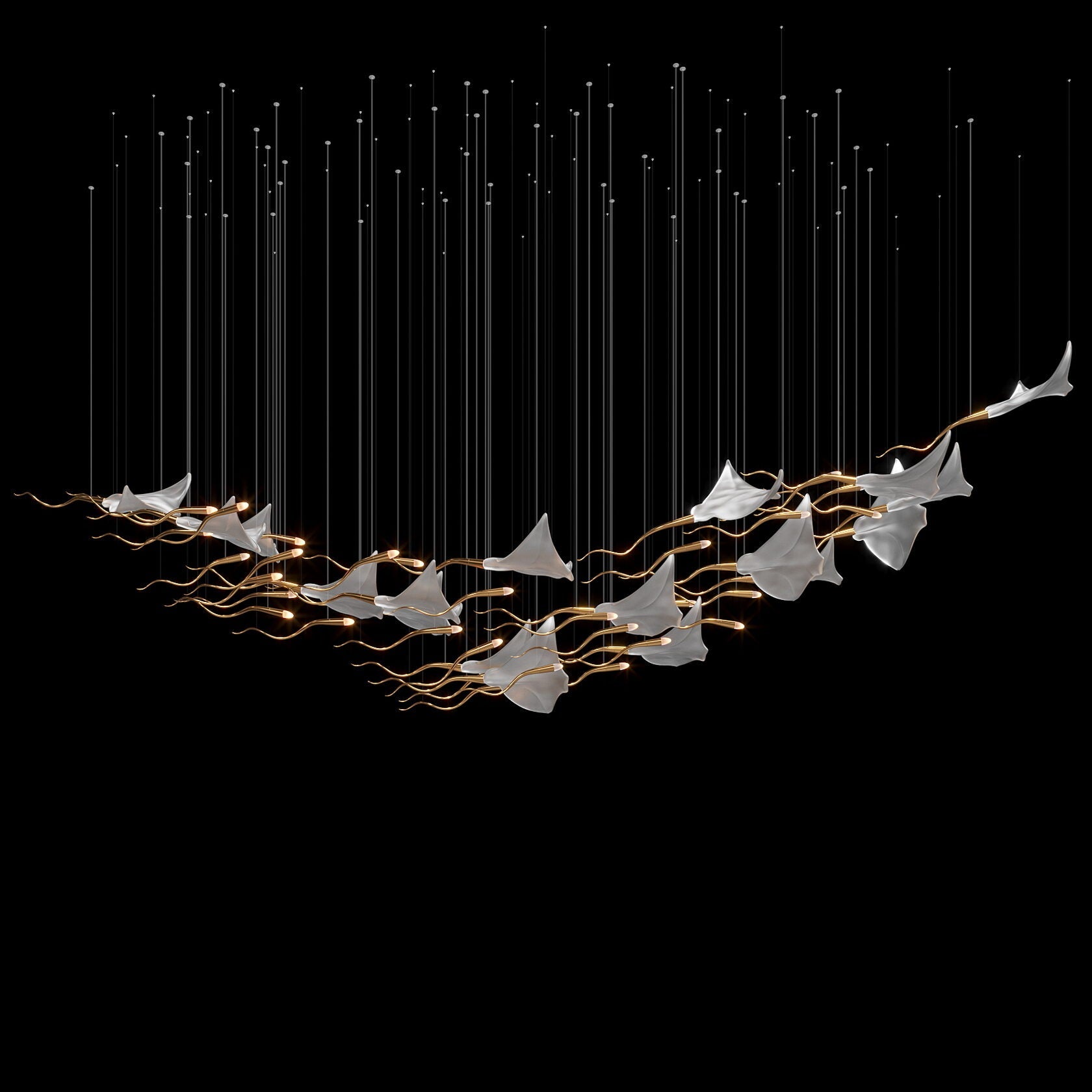 White Manta Branch Chandelier