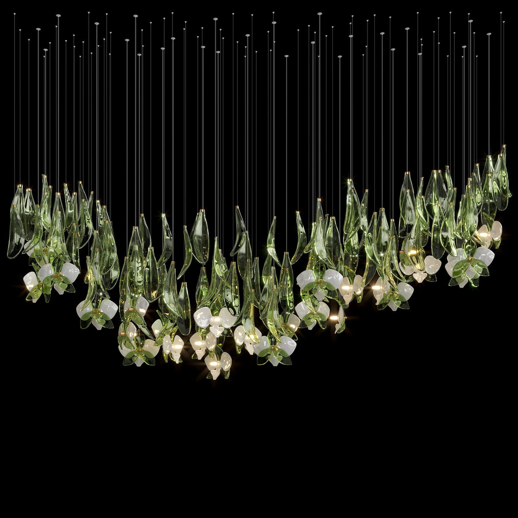 Green Orchid Cascade Chandelier