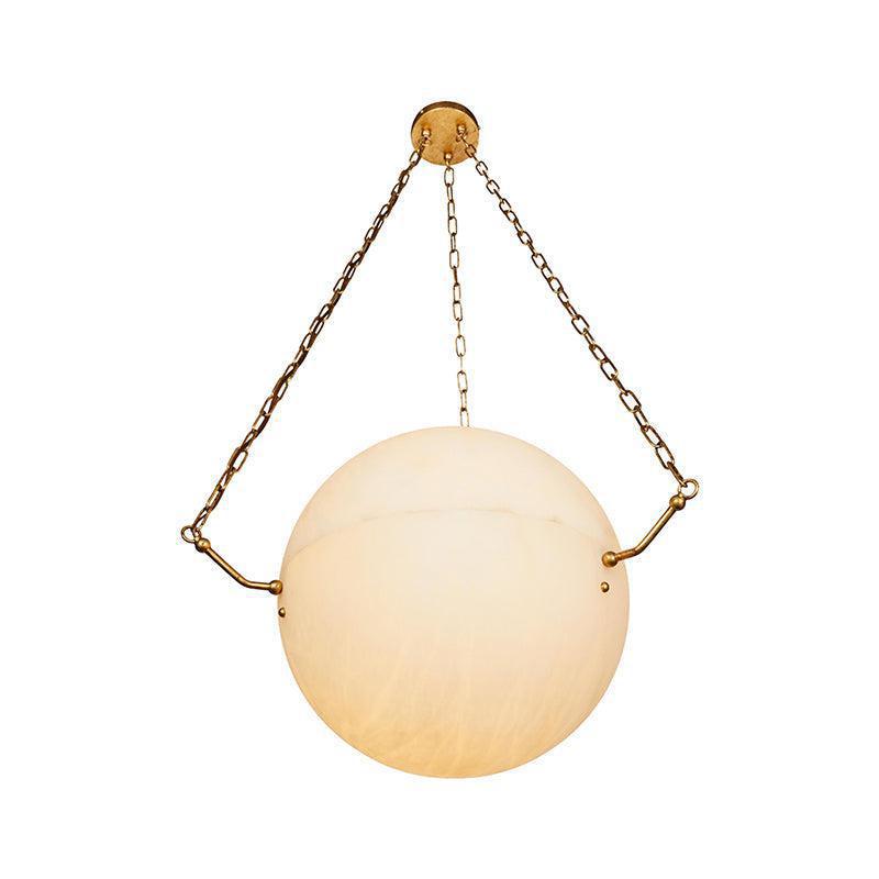 Aaron Alabaster Sphere Suspension Lamp, Pendant Kitchen Island Lamp by Bling Lighting Studio