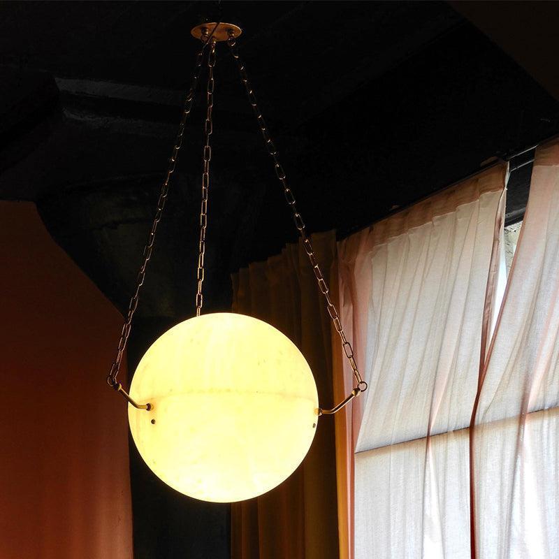 Aaron Alabaster Sphere Suspension Lamp, Pendant Kitchen Island Lamp by Bling Lighting Studio