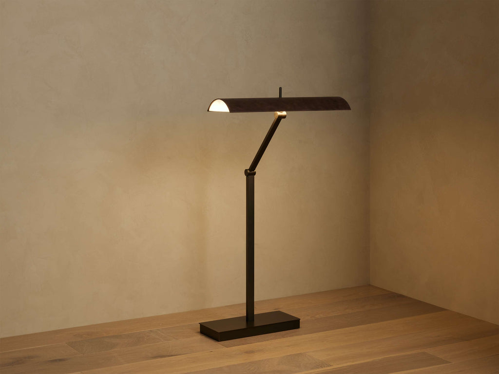 Abel Leather Floor Lamp material and finish detail