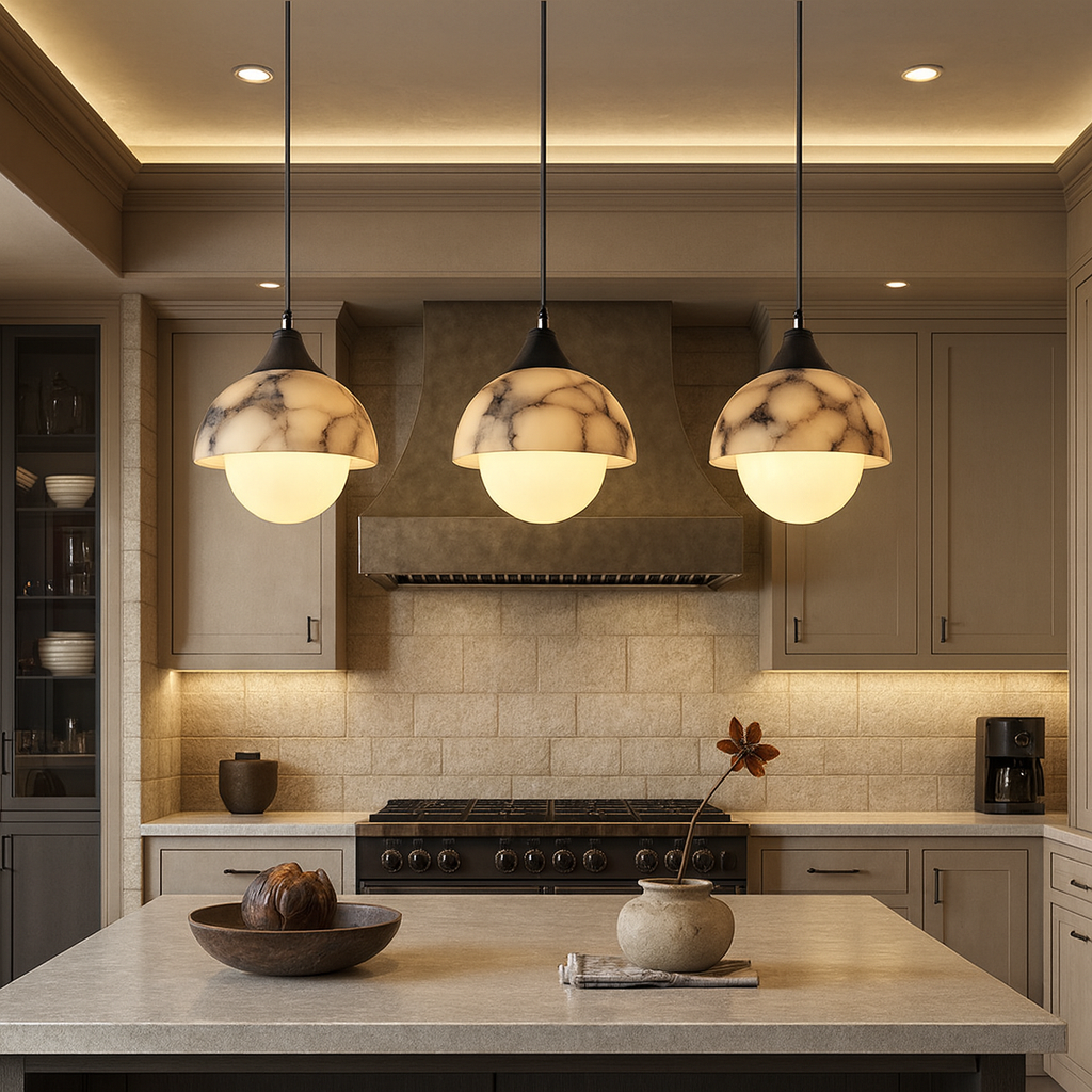 Aeris Natural Alabaster Pendant Light by Bling Lighting Studio