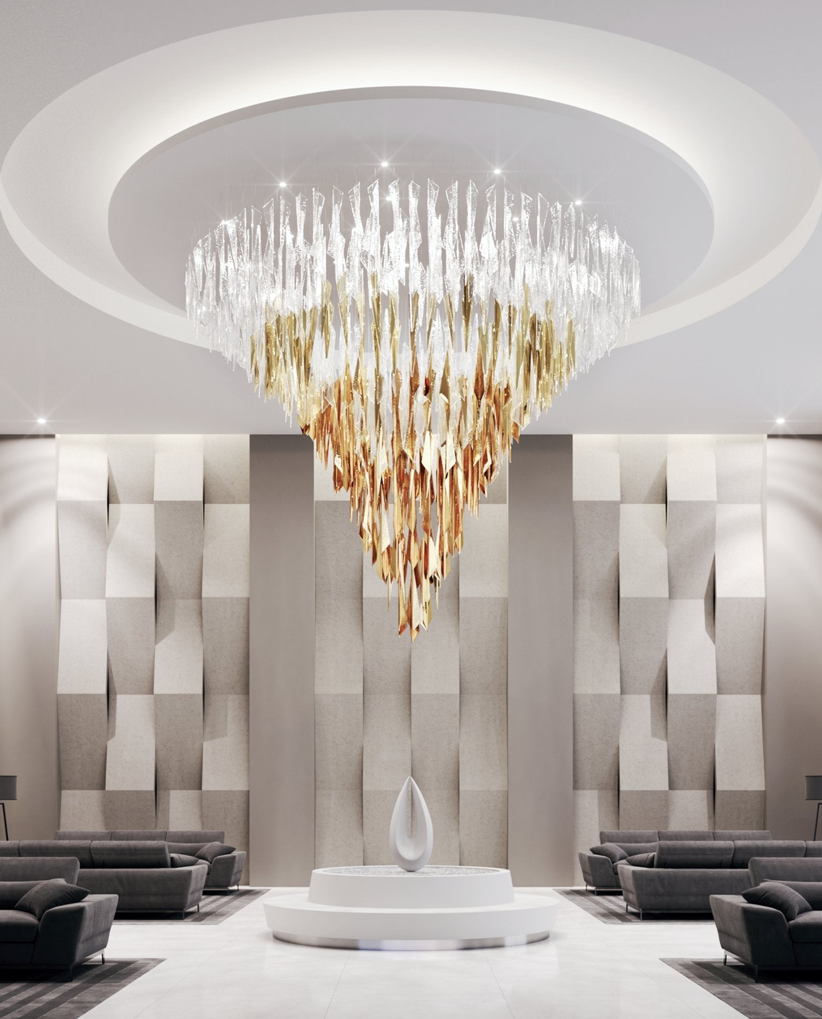 Airy Angled Glass Contemporary Chandelier material and finish detail
