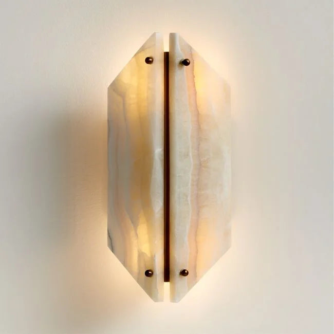 VEINA ALABASTER GEOMETRIC WALL LAMP ONYX by Bling Lighting Studio