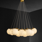 Alabaster Anne Globe Art Pendant Light by Bling Lighting Studio