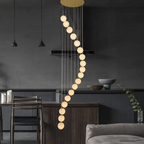 Alabaster Brass Modern Globe Spiral Chandelier by Bling Lighting Studio