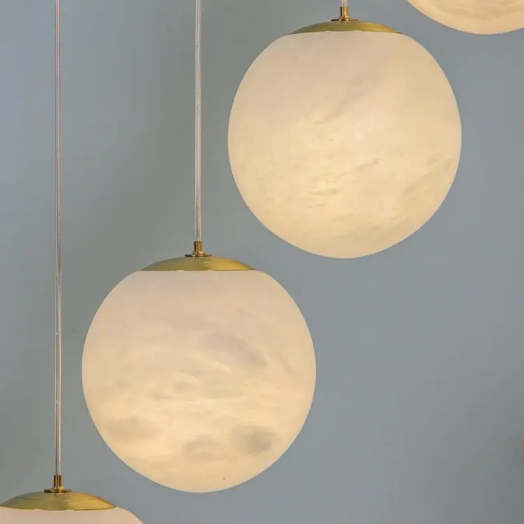 Alabaster Brass Modern Globe Spiral Chandelier by Bling Lighting Studio