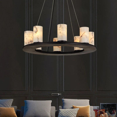 Alabaster Chandelier for Dining Table by Bling Lighting Studio