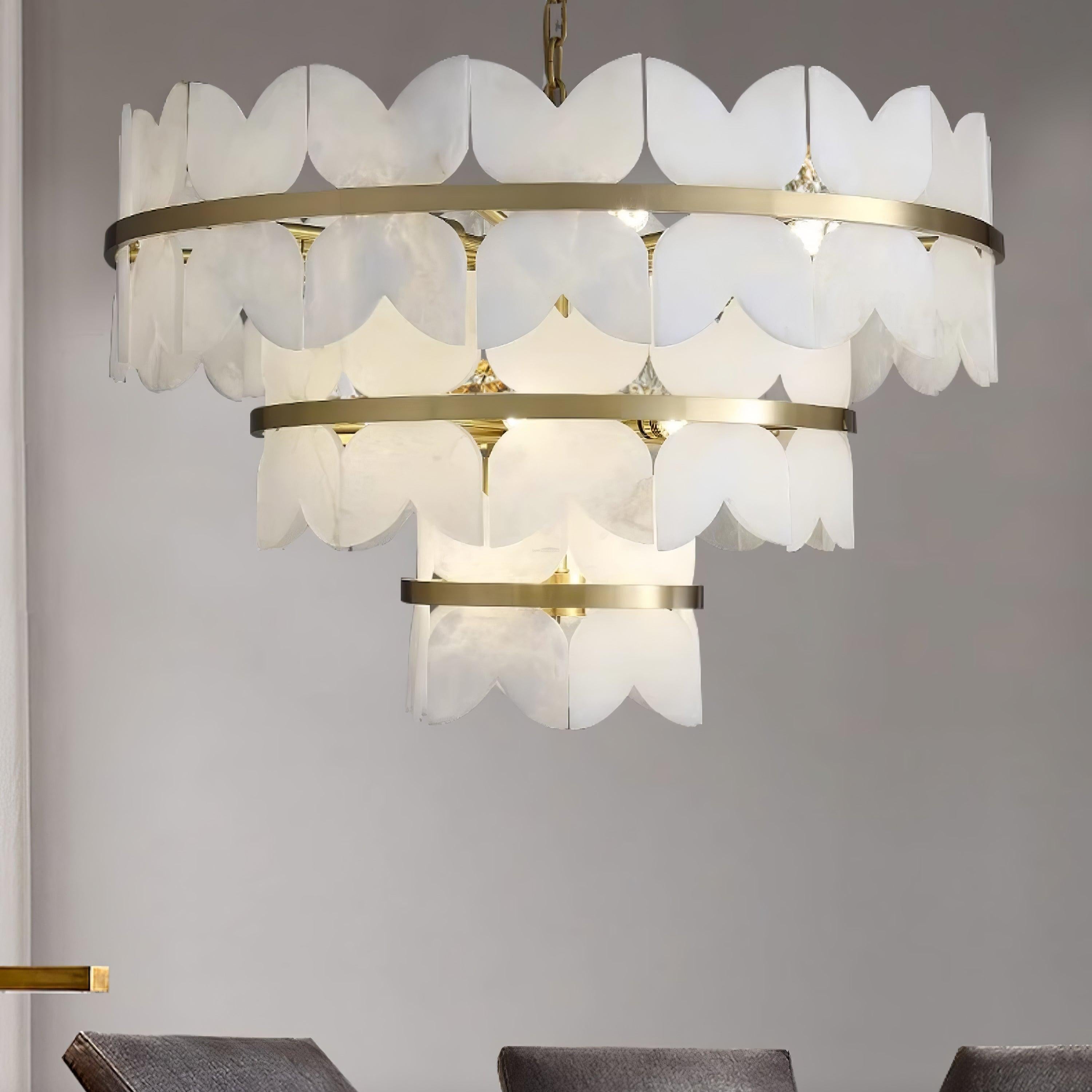 Alabaster Cloudscape Chandelier with 1/2 layer by Bling Lighting Studio