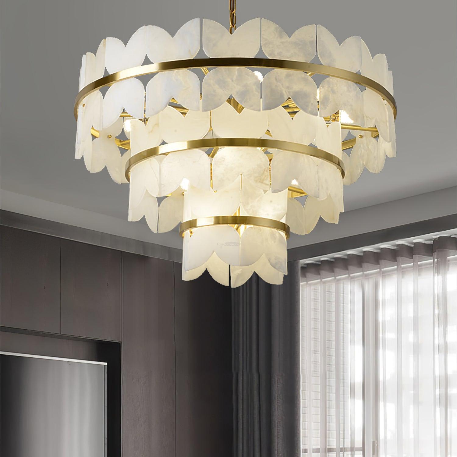Alabaster Cloudscape Chandelier with 1/2 layer by Bling Lighting Studio