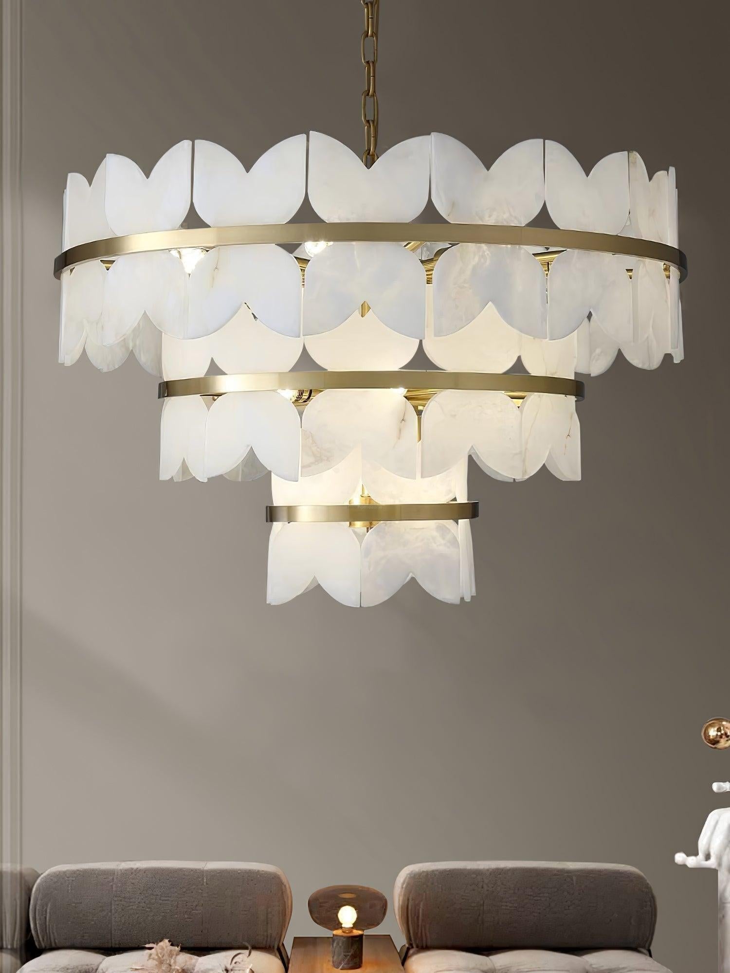 Alabaster Cloudscape Chandelier with 1/2 layer by Bling Lighting Studio