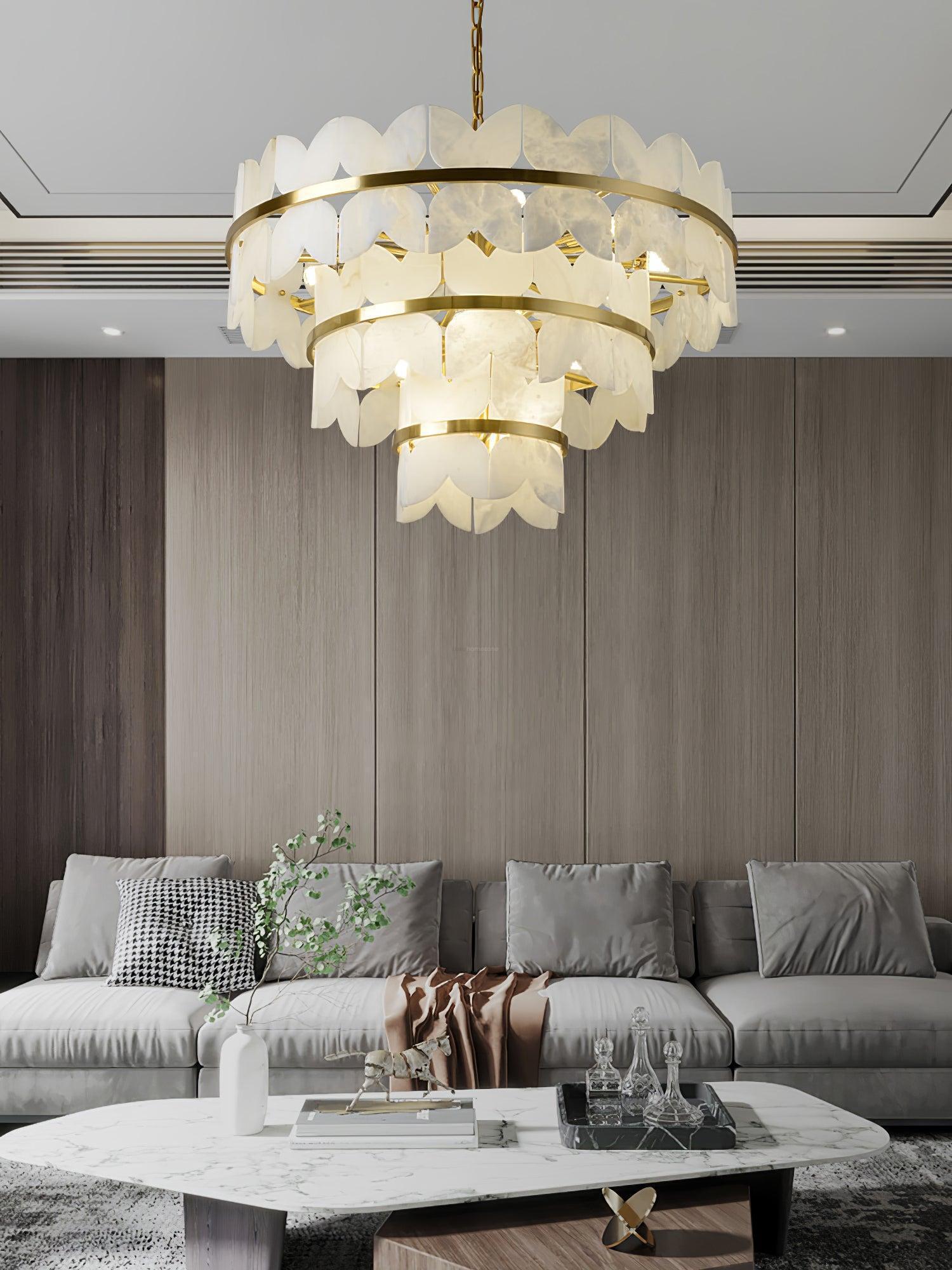 Alabaster Cloudscape Chandelier with 1/2 layer by Bling Lighting Studio