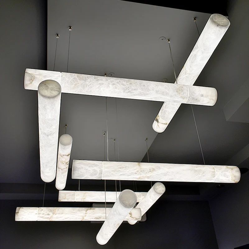 Alabaster Cylindrical Chandelier 47.2" by Bling Lighting Studio