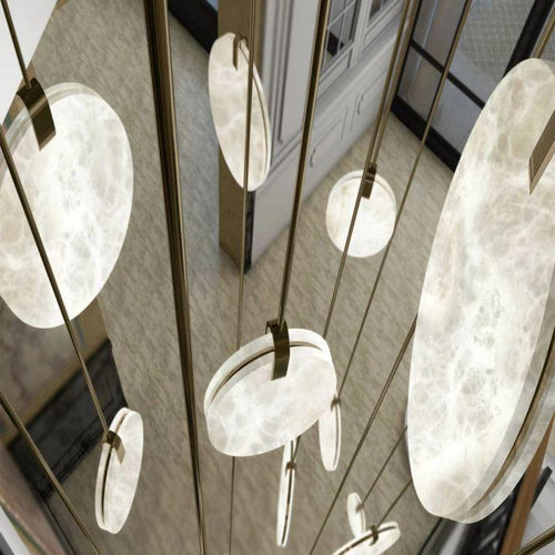 Alabaster Disc Pendant Light by Bling Lighting Studio