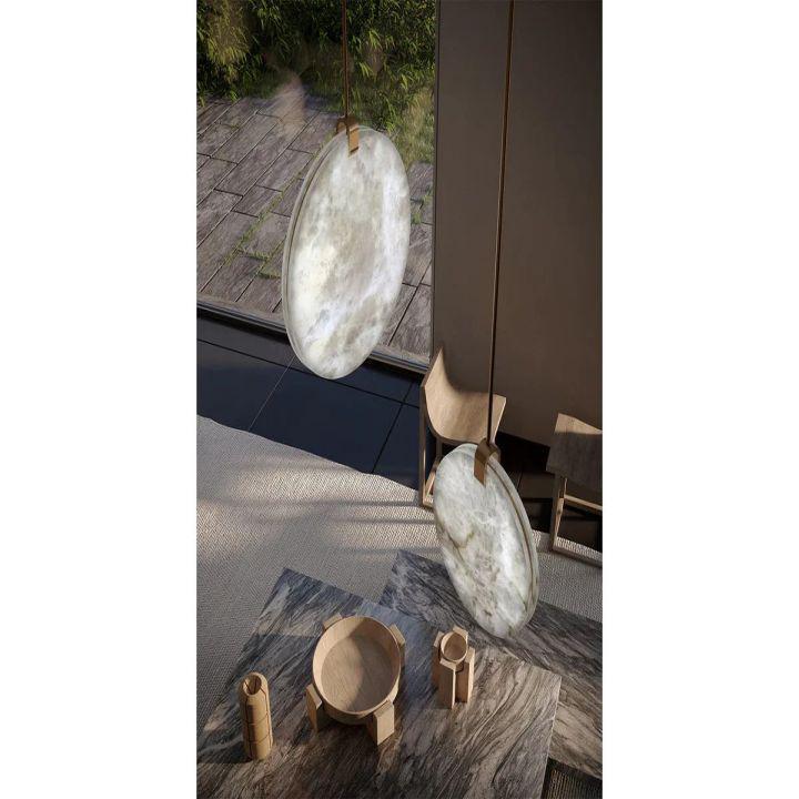 Alabaster Disc Pendant Light by Bling Lighting Studio