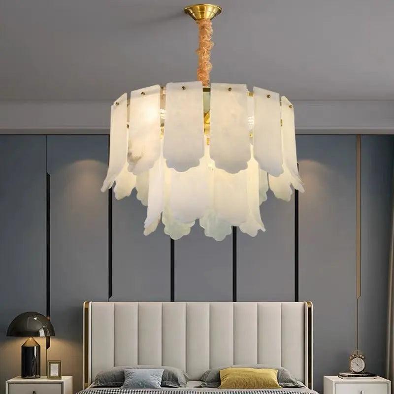 Alabaster Flake Brass Multi-Layer Chandelier product image