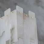 Alabaster Flake Modern Rectangular Dining Room Chandeliers by Bling Lighting Studio