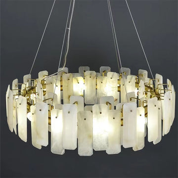 Alabaster Flake Round Chandelier 20" 23" 31" 39''D by Bling Lighting Studio