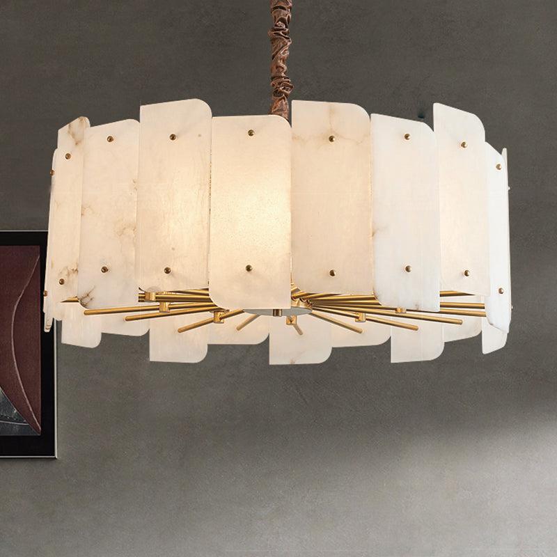 Alabaster Lorry Round Chandelier 20" 31" by Bling Lighting Studio