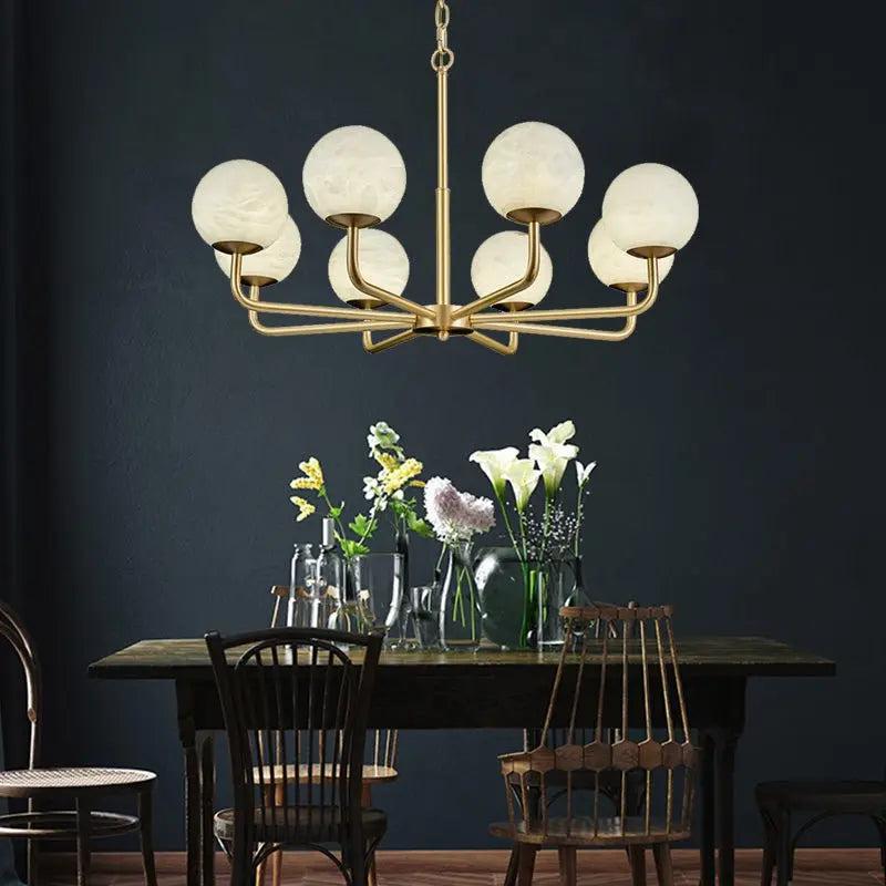 Alabaster Modern Global Dining Chandelier by Bling Lighting Studio