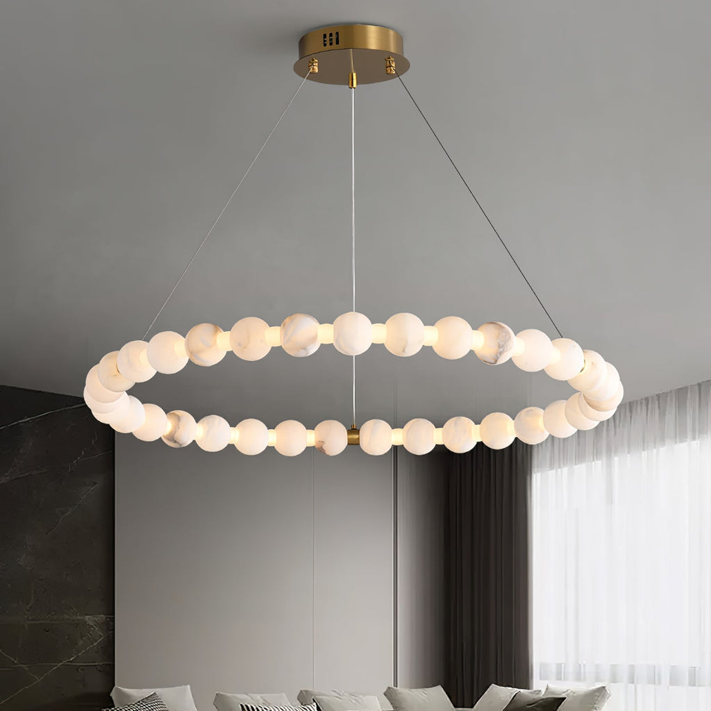 Alabaster Orb Ring Chandelier by Bling Lighting Studio