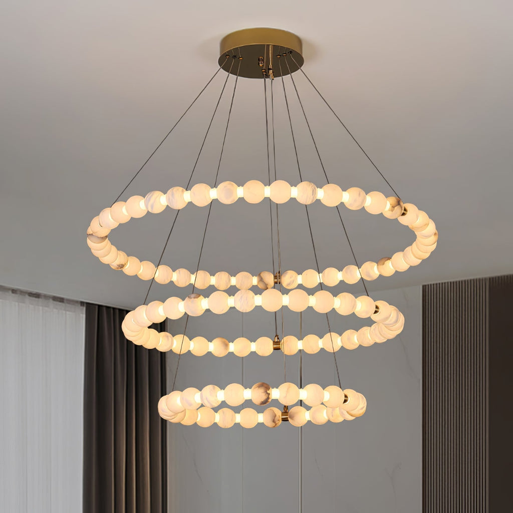 Alabaster Orb Ring Chandelier by Bling Lighting Studio