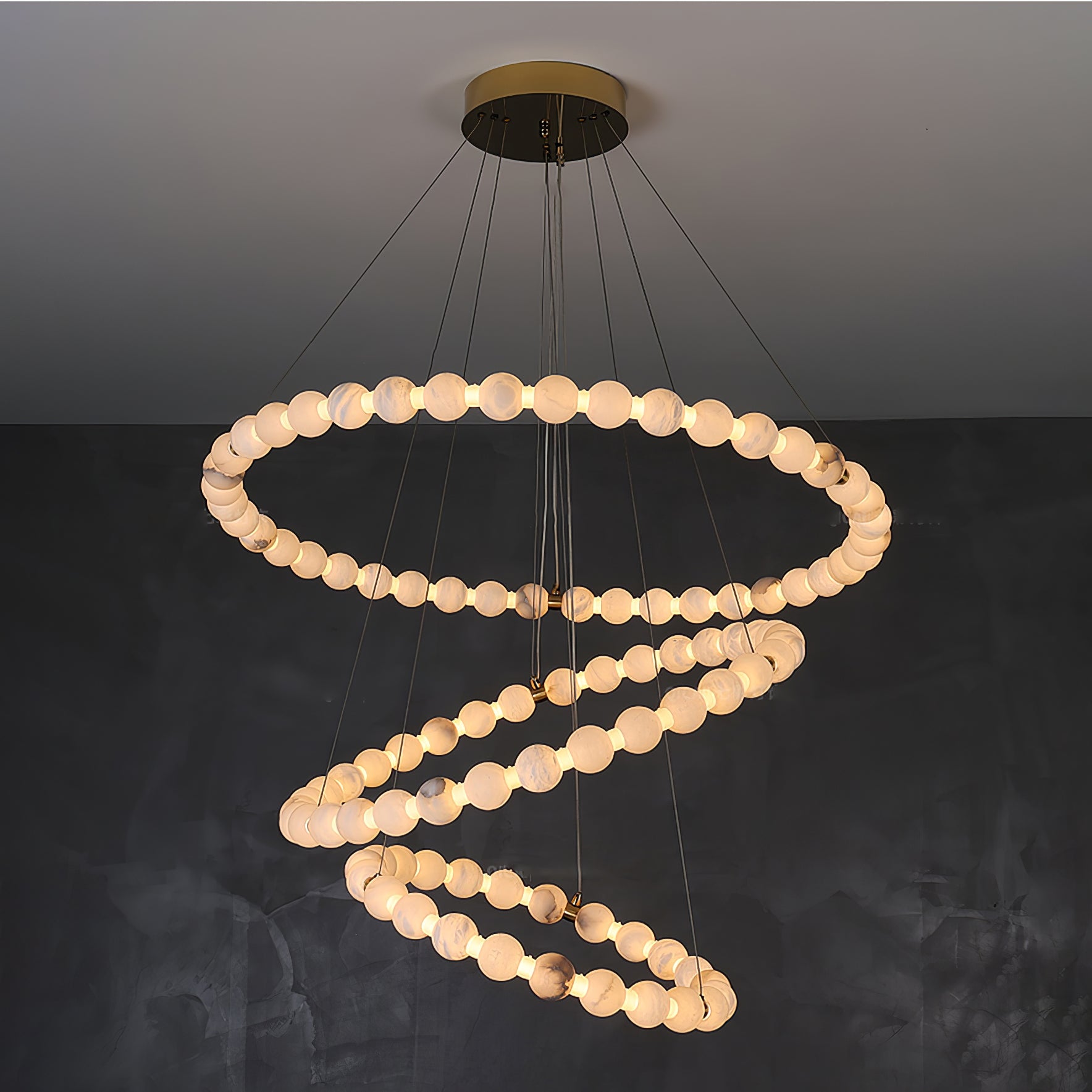 Alabaster Orb Ring Chandelier by Bling Lighting Studio