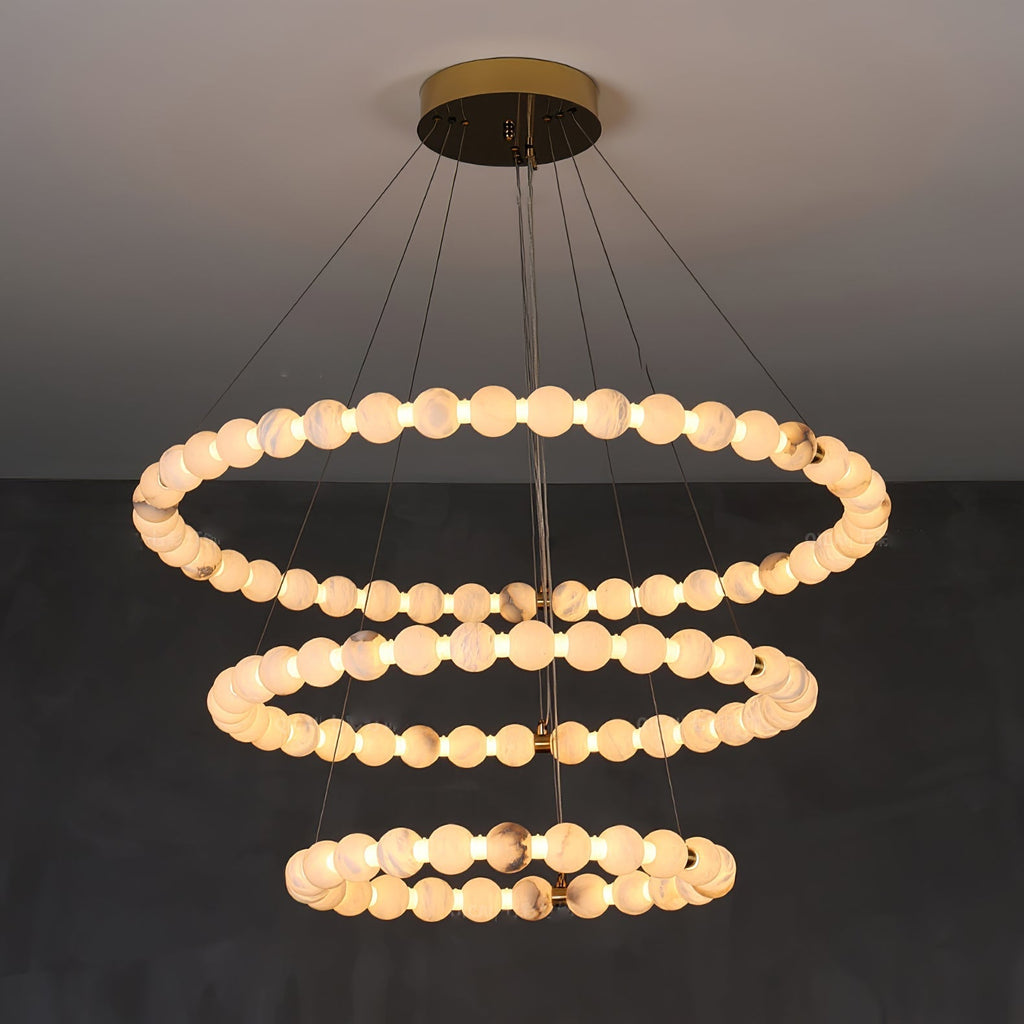 Alabaster Orb Ring Chandelier by Bling Lighting Studio