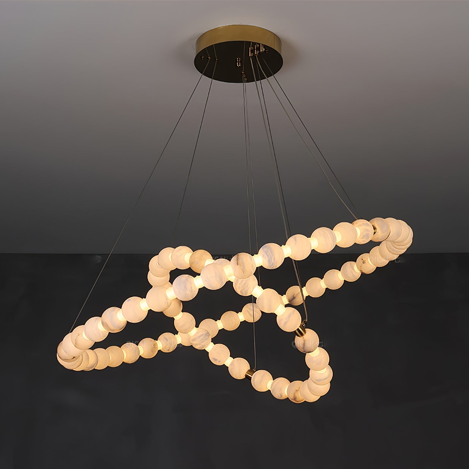 Alabaster Orb Ring Chandelier by Bling Lighting Studio