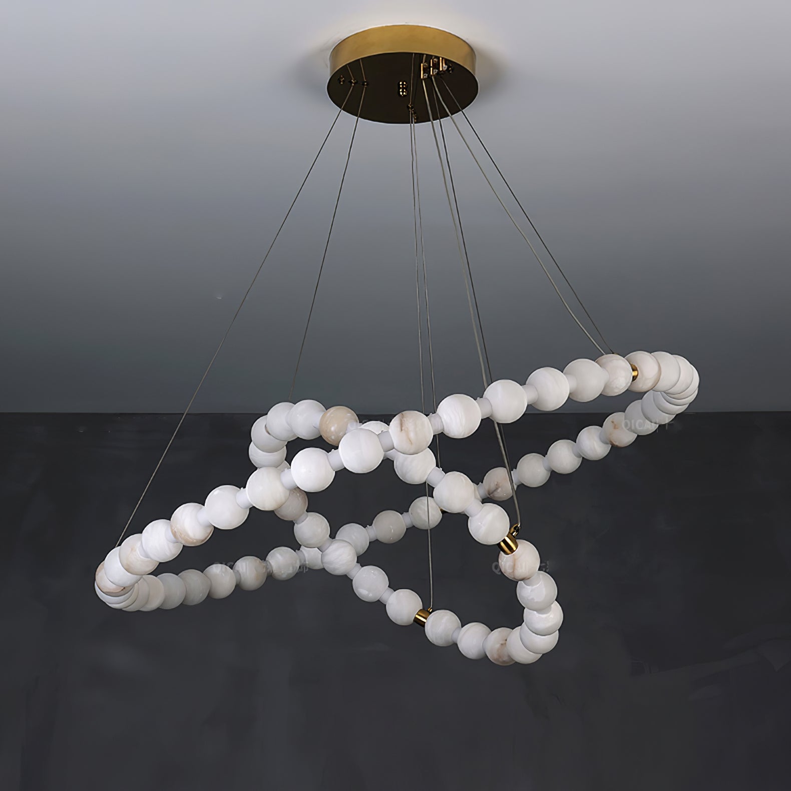 Alabaster Orb Ring Chandelier by Bling Lighting Studio