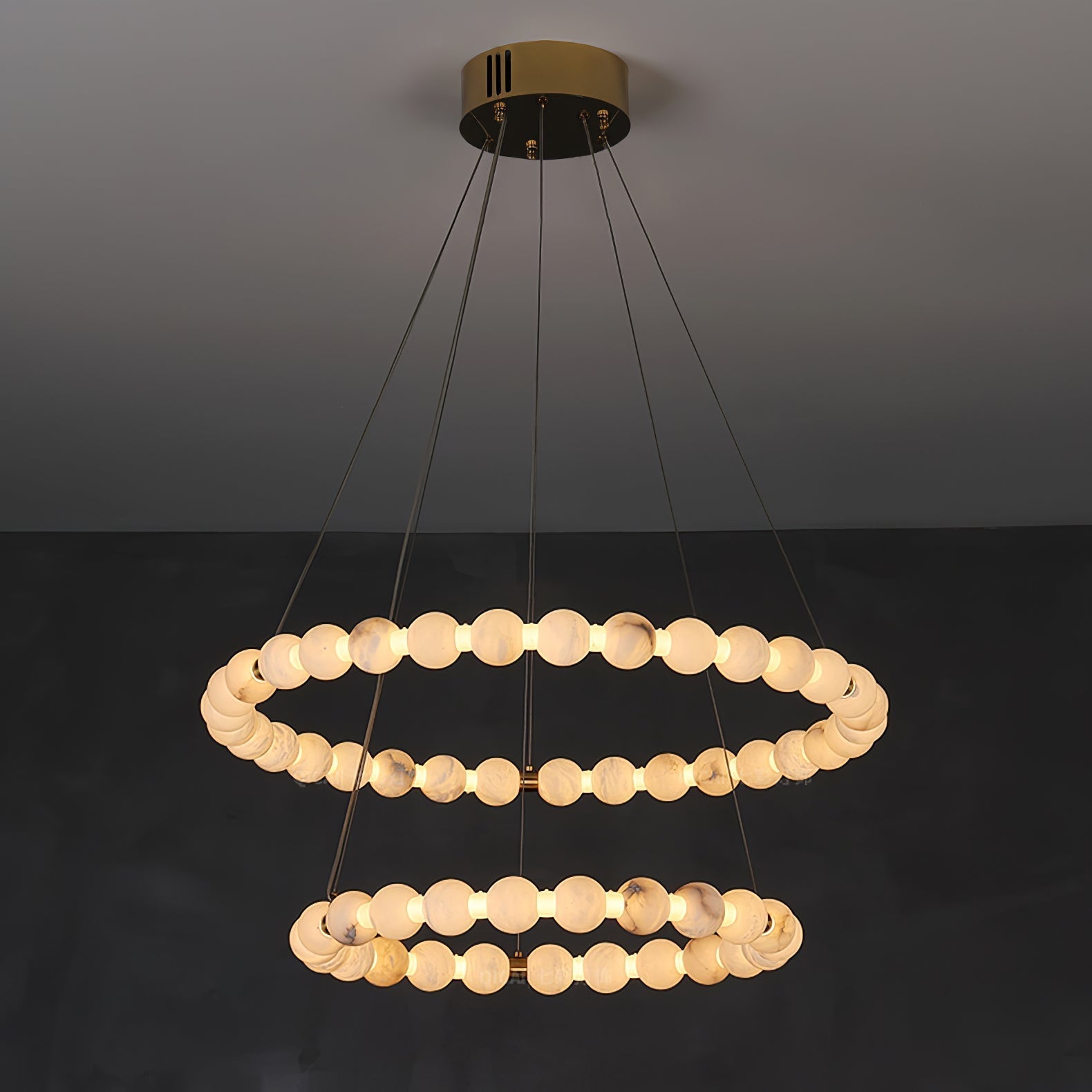 Alabaster Orb Ring Chandelier by Bling Lighting Studio