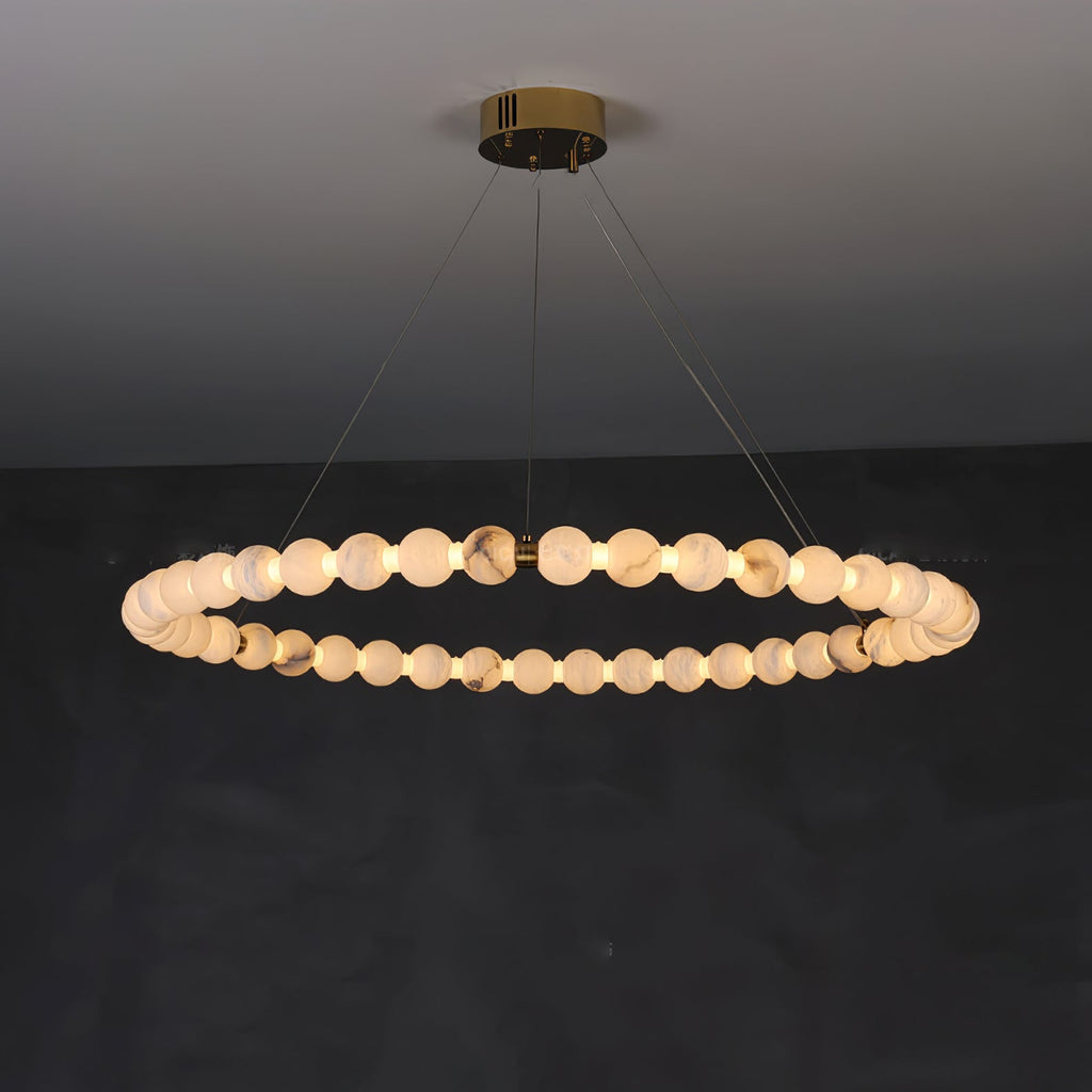 Alabaster Orb Ring Chandelier by Bling Lighting Studio