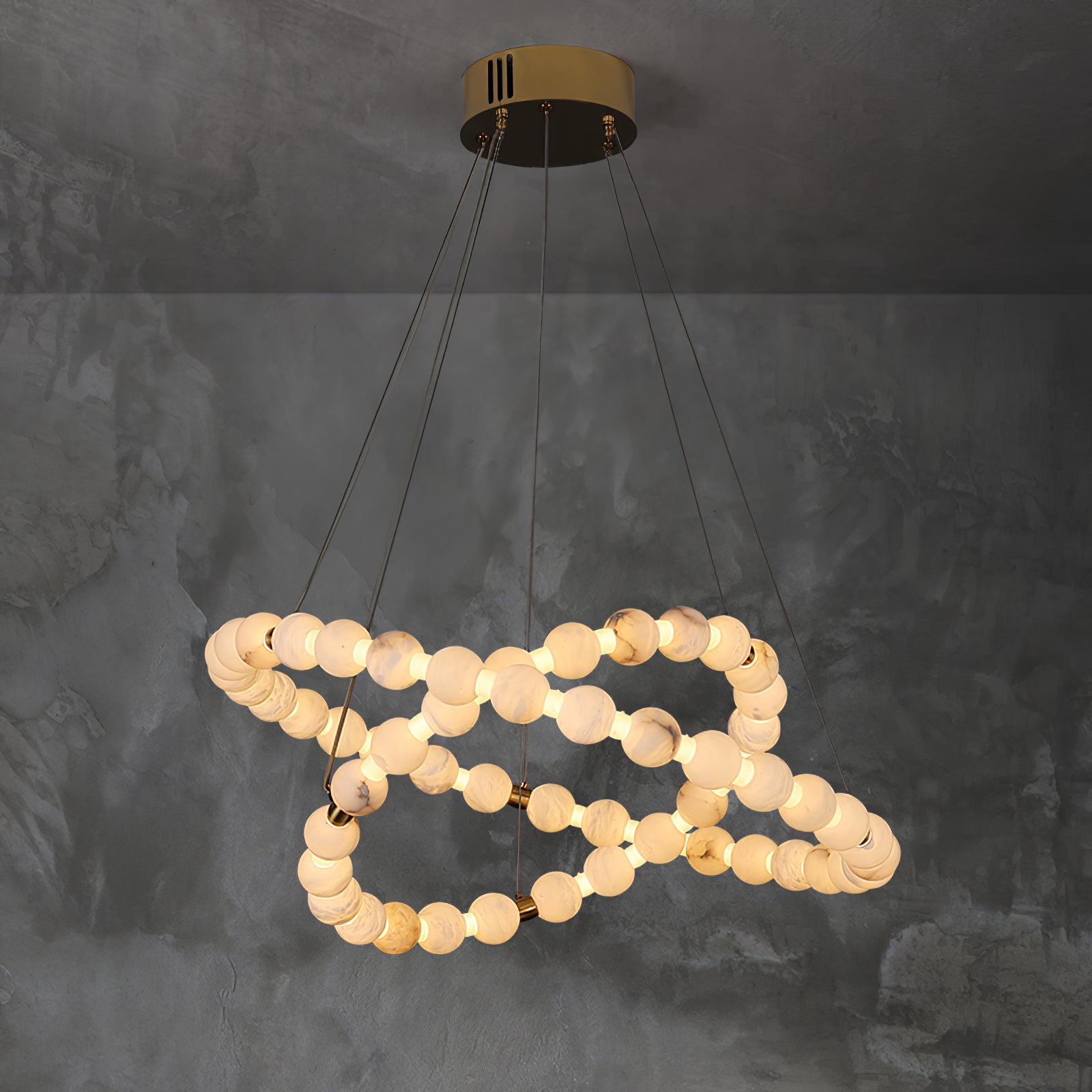 Alabaster Orb Ring Chandelier by Bling Lighting Studio
