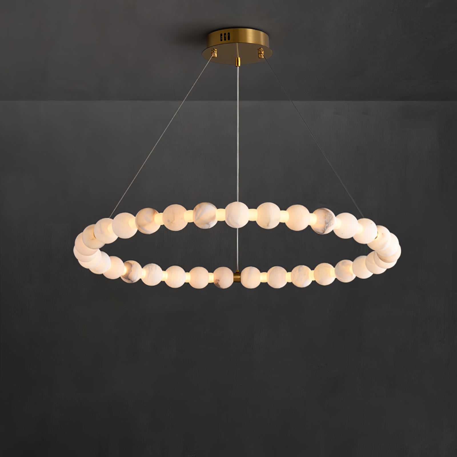 Alabaster Orb Ring Chandelier by Bling Lighting Studio