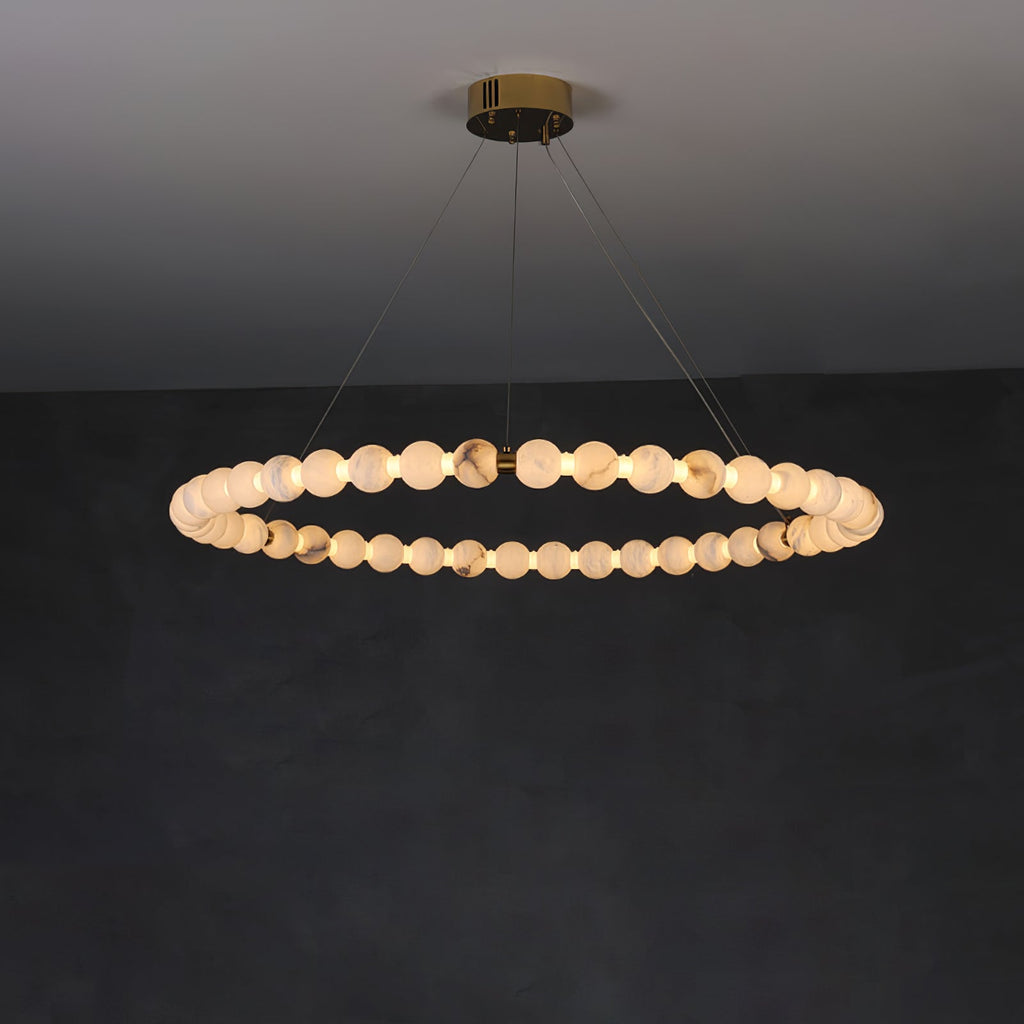 Alabaster Orb Ring Chandelier by Bling Lighting Studio